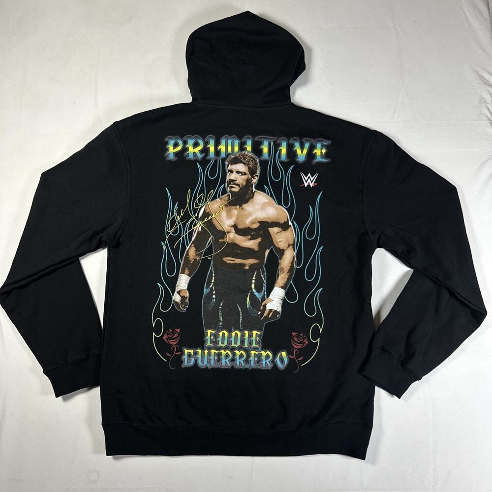 Primitive x WWE Eddie Guerrero Graphic Hoodie Black Sweatshirt Mens L Rare NWT